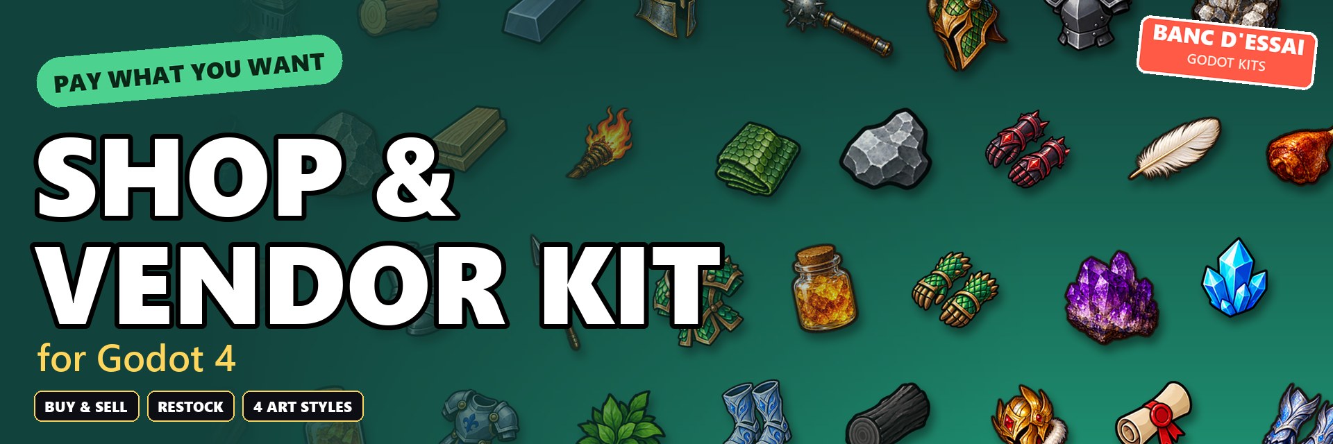 Shop & Vendor Kit, gratuit pour Godot 4