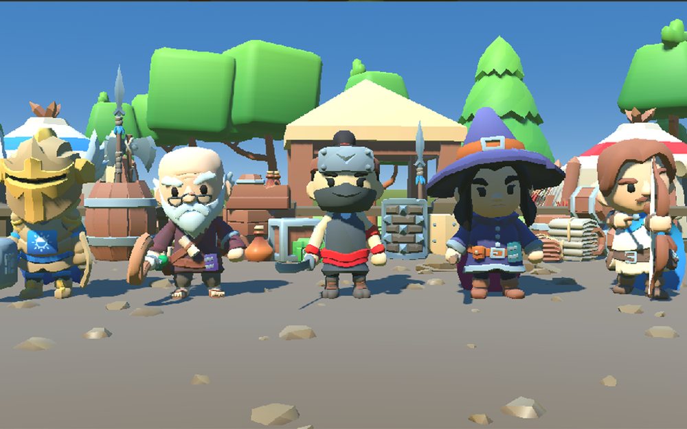 La compagnie de The Rumble Pit au camp, avant de descendre au donjon
